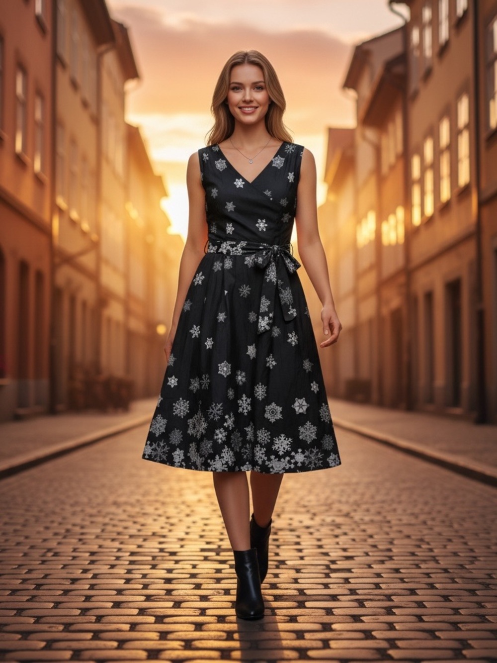 NWTs ModCloth Snowflake The Snow Must Go On Dress Women Size 0 Black/Gray/White